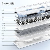 黑爵（AJAZZ）AK35IV3 有线热插拔客制化机械键盘 Gasket结构 PBT键帽 5层填充PC开槽定位板 蓝光 蓝白 海盐轴	