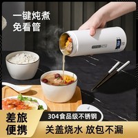 米栗熊便携式烧水壶电热烧水杯旅行出差电热水壶烧水保温一体110-220v通用电热水杯可出国用可上飞机 0.5L 通用110-220v 白色款