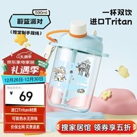 BABLOV花伴森水杯女高颜值便携tritan儿童夏季吸管杯学生杯子蓝色590ml