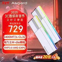 阿斯加特（Asgard）32GB(16Gx2)套 DDR5 6400 台式机内存条 RGB灯条-女武神·瓦尔基里Ⅱ代【C32】极地白