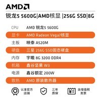 AMD 锐龙R5 5600G商用办公家用网课财务设计台式电脑游戏主机DIY组装机 配置一R5 5600G+8G+256G SSD 单主机