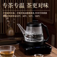 不觉堂底部上水电热水壶 高硼硅玻璃烧水壶 智能变频恒温电茶炉 茶盘茶桌水壶 BI-101A 玄黑透明 1L