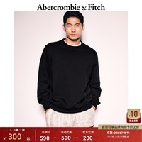 ABERCROMBIE & FITCH男装 24秋冬新款美式时尚小麋鹿重磅圆领抓绒卫衣KI122-4274 黑色 M (180/100A)