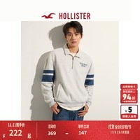 HOLLISTER24秋冬新美式情侣运动抓绒宽松长袖卫衣男女KI322-4219 浅灰色 L (180/108A)