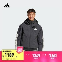 adidas暖「芯」科技600蓬防风温暖连帽鸭绒羽绒服面包服阿迪达斯 黑色 L