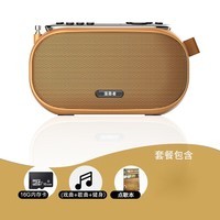 OLOEY高端收音机老人随身听蓝牙小音响迷你戏曲唱戏机老年人录音听歌机 土豪金16G套餐 标配