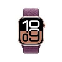 Apple/苹果 Watch Series 10 智能手表GPS款42毫米玫瑰金色铝金属表壳梅子色回环式运动表带MX1X3CH/B