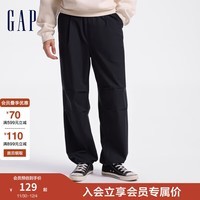 Gap男装2024秋季新款纯色松紧压褶工装长裤宽松街潮休闲裤619684 黑色 185/92A(XXL) 亚洲尺码