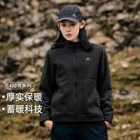 拓路者（Pioneer Camp）户外防风开衫抓绒衣女加厚保暖摇粒绒外套宽松休闲颗粒绒上衣冬季 黑色 M