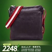 巴利（BALLY）男包经典款 牛皮单肩包斜挎包 送男友生日礼物 邮差包职场公文包 TUSTON-SM棕色红白条