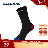 斯凯奇（Skechers）2024新品男女同款趣味中筒袜运动时尚涂鸦百搭个性 碳黑/0018 S