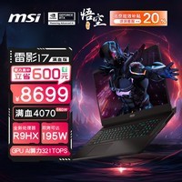 微星（MSI）雷影17高端游戏本 17.3英寸高性能电竞笔记本电脑(新R9-7940HX 满血RTX4070 16G 1TB 2.5K 240Hz )