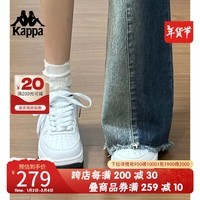 KAPPA卡帕女鞋厚底板鞋女2025春季新款百搭小白鞋女软底休闲运动鞋子女 经典白/海昌蓝 39