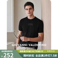 卓凡尼·华伦天奴（GIOVANNI VALENTINO）高端男士夏季薄款圆领T恤短袖休闲简约百搭凉感体恤衫 黑色 L