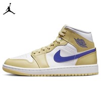 耐克NIKE篮球鞋女AJ1 JORDAN 1中帮运动鞋BQ6472-701美拉德黄白36.5