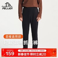 伯希和（Pelliot）户外抓绒裤男女冬季防风保暖加绒摇粒绒卫裤登山裤子11231103黑L