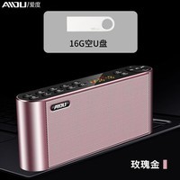 埠帝便携式双喇叭大音量老人收音机专用多功能听戏曲一体迷你随身听高 粉色+16G优盘(无音乐) 官方标配