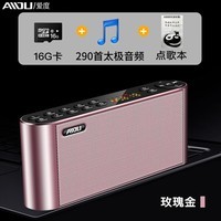 埠帝便携式双喇叭大音量老人收音机专用多功能听戏曲一体迷你随身听高 粉色+16G太极拳音频卡（含290首）+读卡器 官方标配