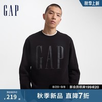 Gap男女装2024初秋新款字母印花大logo圆领卫衣609136简约经典款上衣 黑色 180/100A(XL) 亚洲尺码