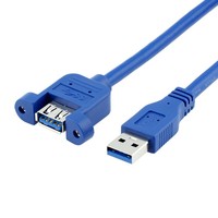 蓝色闪电 USB3.0延长线公对母带螺丝孔高速 带耳朵DIY高标准带螺母 3米