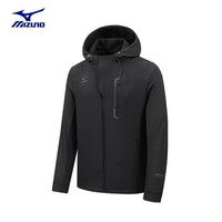 美津浓（MIZUNO）户外夹克男防风登山保暖外套男 黑色 XL