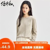 佐丹奴长袖T恤女纯棉休闲上衣面包刺绣圆领套头衫女13324791