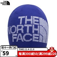 北面（The North Face）毛线帽2023秋冬新款针织帽户外徒步运动帽旅行保暖舒适绒线帽 ZXC/蓝色 MISC