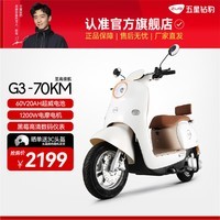五星钻豹电动车60V20AH电动摩托车成人男女士电瓶车1200W大功率新款电摩G3 梦幻冰雪白