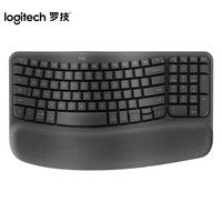 罗技（Logitech）Wave Keys波浪键盘 人体工学键盘 办公键盘 无线键盘 蓝牙键盘 配备软垫掌托 3台设备连接 石墨黑