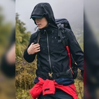 拓路者（Pioneer Camp）海豹软壳衣定制男户外爬山秋冬季加绒保暖连帽防水防风冲锋外套 黑色-无膜加绒透气 XXL
