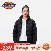 dickies羽绒服 全身压印印花羽绒服 保暖外套上衣DK010807 黑色 L 充绒量:169g