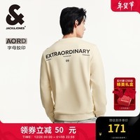 杰克·琼斯（JACK&JONES）秋季男装衣服潮流字母纯棉上衣运动卫衣长袖打底衫多色卫衣套头衫 A08 云米色 175/96A/M