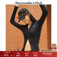 ABERCROMBIE & FITCH女装 24秋季新款修身经典麋鹿立领拉链开襟运动上衣KI139-4664 黑色 S 165/92A