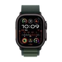 Apple/苹果 Watch Ultra 2 智能手表GPS+蜂窝款49 毫米黑色钛金属表壳暗绿色高山回环式表带S MXDM3CH/B