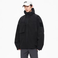 真维斯户外运动冲锋衣外套女春秋季户外防风保暖情侣登山外套夹克 黑色 M