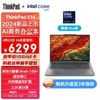 ThinkPad E14 2024 14英寸轻薄便携联想笔记本电脑酷睿Ultra5 125H  32G 1TB 2.2K 商务办公本 银色 AI PC