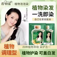 青羽雀 泡泡植物染发霜 男女遮盖白发染发剂焗油膏  自然黑30ml*2袋