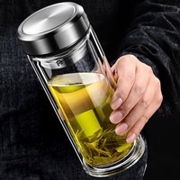 玻璃杯双层保温泡茶杯男女士水杯茶杯抗菌杯子 【350ML】保温杯（1个装）