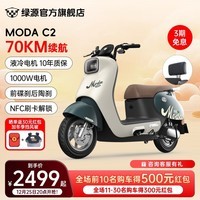 绿源（Luyuan）60V20A铅酸电动摩托车MODA C2 通勤代步高速长跑电动车长续航电摩 风暴灰【前碟刹+NFC刷卡解锁】