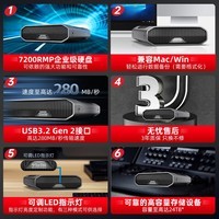 闪迪大师极客 24TB 企业级桌面移动硬盘 3.5英寸大容量 USB3.2 传输速度280MB/S 专业高速 手机直连