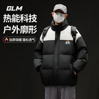 GLM冬季加厚保暖男士棉服休闲立领款青少年户外防寒时尚拼色棉衣 黑#小柴犬G 3XL