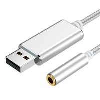 一叶兰 USB转3.5mm耳机麦克风声卡电脑转接头 笔记本台式机苹果耳机转换器单孔耳麦二合一音频线 银色（支持国标美标耳机） 0.2米 USB外置声卡 支持听歌+语音