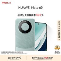 华为（HUAWEI）旗舰手机 Mate 60 12GB+256GB 雅川青