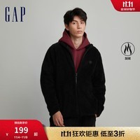 Gap男女装秋冬款LOGO抱抱绒立领运动卫衣休闲上衣817851 黑色 175/88A(XS)