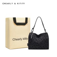 CHEARLY KITITY包包女包新潮法棍包夏时尚法式小众感腋下包生日礼物送女友 CK3000221-黑色