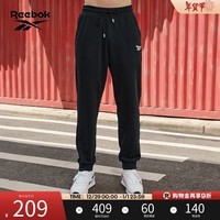 Reebok锐步官方男女同款PANTS运动休闲舒适针织长裤 黑色 L