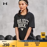 安德玛（UNDERARMOUR）Project Rock强森女子高克重校园风运动休闲短袖T恤1377449 黑色002 L