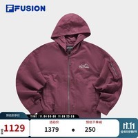 FILA FUSION斐乐潮牌梭织外套女2024春时尚宽松连帽飞行夹克