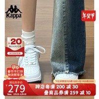 KAPPA卡帕女鞋厚底板鞋女2025春季新款百搭小白鞋女软底休闲运动鞋子女 经典白/海昌蓝 37