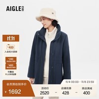 AIGLE艾高秋冬款女士户外时尚休闲连帽加厚保暖收腰全拉链抓绒衣 帝国深蓝 AQ292 38